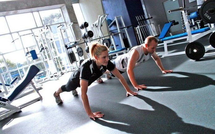 training at the gym