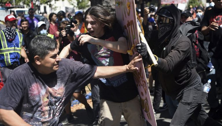 Antifa Members Attack Right-Wing Protestors in Berkeley