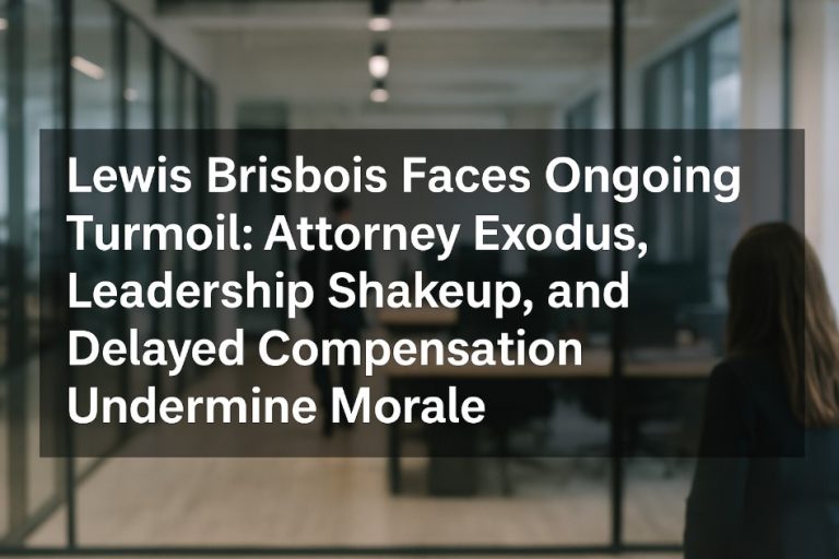 Lewis Brisbois Faces Ongoing Turmoil: Attorney Exodus, Leadership Shakeup, and Delayed Compensation Undermine Morale